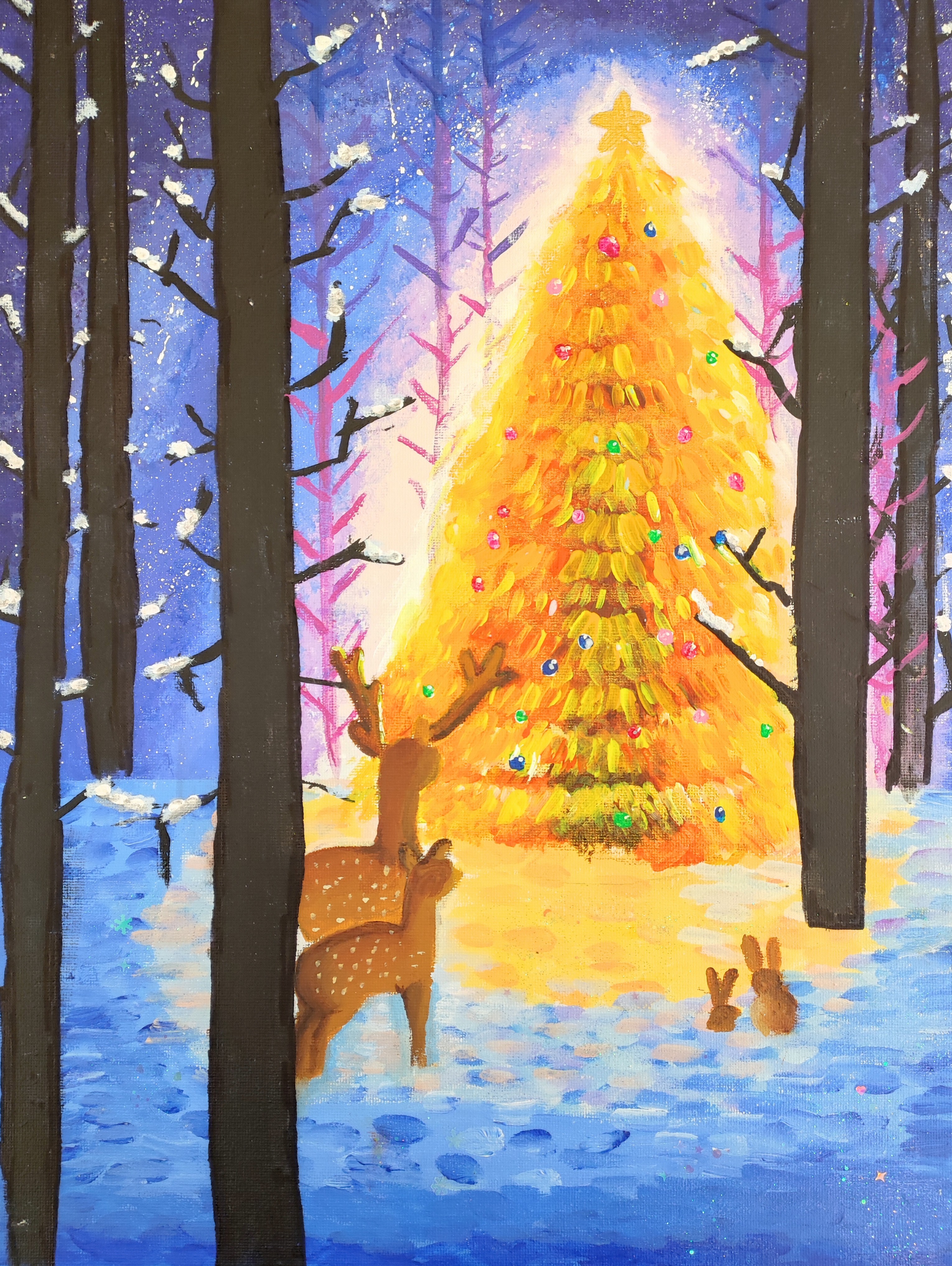 <div>繽紛聖誕-初小組-亞軍-莊澄悅</div>
<div>聖誕樹、聖空及雪地的處理很出色，聖誕樹與背景的顏色對比強烈，吸引人立刻注視著聖誕樹主體。</div>
